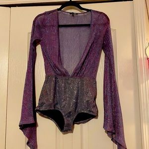 Fashion nova purple sparkle onesie